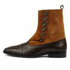 Brown and Black Leather Long Boots Men