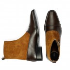 Brown and Black Leather Long Boots Men