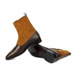 Brown and Black Leather Long Boots Men