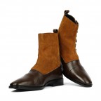 Brown and Black Leather Long Boots Men