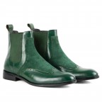 Dark Green Genuine Leather Long Boots