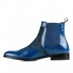 Blue Genuine Leather Long Boots Men