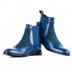 Blue Genuine Leather Long Boots Men