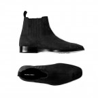 Leather Handmade Long Boots Men - Varese Black