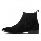 Leather Handmade Long Boots Men - Varese Black