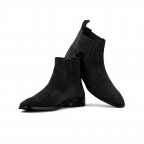 Leather Handmade Long Boots Men - Varese Black